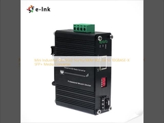 ミニインダストリアル 10G/5G/2.5G/1G/100M 802.3at から 10GBASE-X SFP+ メディアコンバータ