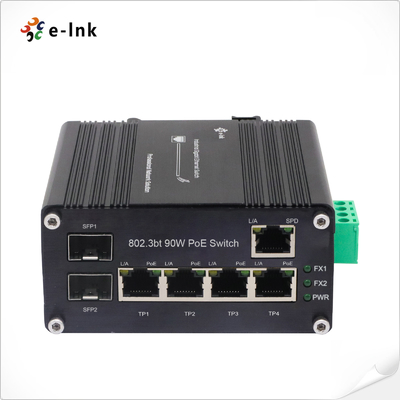 産業用 4ポート 802.3bt 90W PoE スイッチ 1ポート RJ45 & 2ポート SFP ファイバー