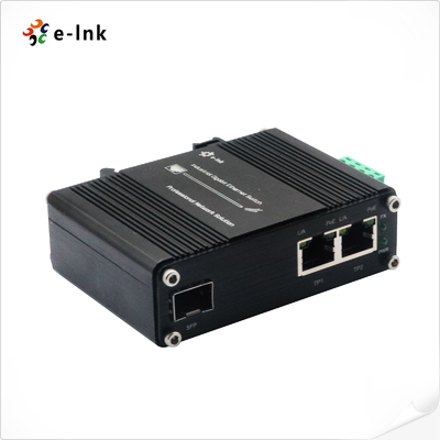 ファイバーギガビットメディアコンバーター 産業用 2 ポート 10/100/1000T 802.3at 60W から 1 ポート 100/1000X SFP