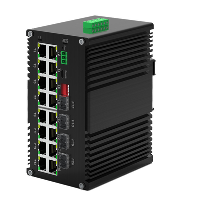 産業用ギガビット管理スイッチ 16ポート 10/100/1000T 802.3at PoE 4ポート 1000X SFP