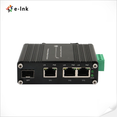 ミニ産業用 3 ポート 802.3at PoE + 1 ポート SFP イーサネット スイッチ 12 ~ 48V DC 入力と電圧ブースター