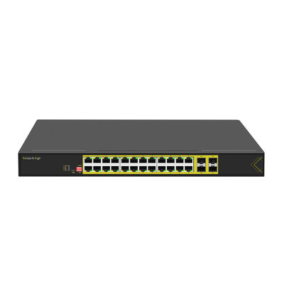 L2+ マネージドラックマウント 24ポート 10/100/1000T 802.3at PoE + 4ポート 1000X SFP PoE スイッチ