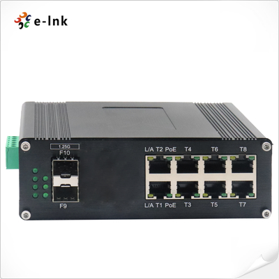 インダストリアル L2+ 8-ポート 10/100/1000T 802.3at PoE + 2-ポート 1000X SFP マネージド イーサネット スイッチ