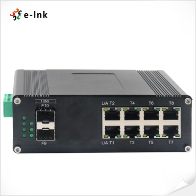 インダストリアル L2+ 8-ポート 10/100/1000T 802.3at PoE + 2-ポート 1000X SFP マネージド イーサネット スイッチ