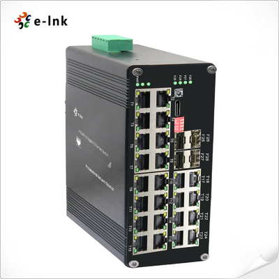 インダストリアル L2+ 24ポート 10/100/1000T 802.3at PoE + 4ポート 1000X SFP マネージド イーサネット スイッチ