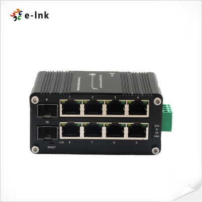 ミニ産業管理8ポート10/100/1000T + 2ポート100/1000X SFPイーサネットスイッチ