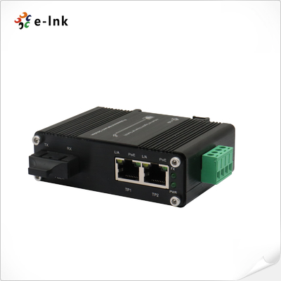 ミニインダストリアル1ポート1000Xから2ポート10/100/1000Base-T 60W PoE++メディアコンバーター