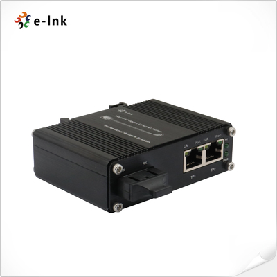 ミニインダストリアル1ポート100Base-FXから2ポート10/100Base-T 90W PoE++メディアコンバーター
