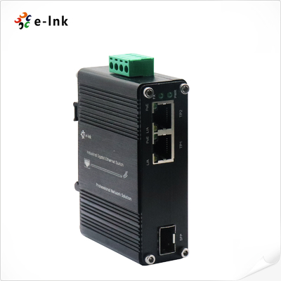 ミニインダストリアル 1ポート100/1000X SFPから 2ポート10/100/1000T 30W PoE+メディアコンバーター