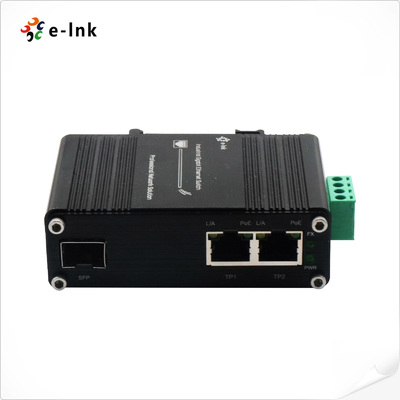 ミニインダストリアル 1ポート100/1000X SFPから 2ポート10/100/1000T 60W PoE++ メディアコンバーター