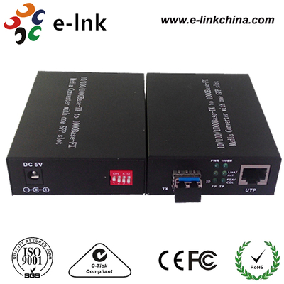 10/100/1000M ギガビット イーサネット メディア 変換器 DIP スイッチ付き SFP スロット