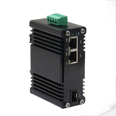 ミニインダストリアル 1ポート100/1000X SFPから 2ポート10/100/1000T 30W PoE+メディアコンバーター