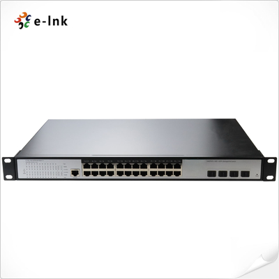 24 ポート 10/100/1000BASE-T 802.3at PoE + 4 ポート 10G SFP+ L3 マネージド スイッチ