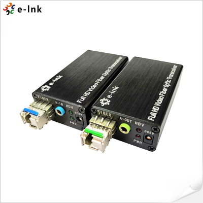 Mini-type DVI Fiber Optic Extender with external stereo audio