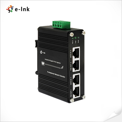 12~48VDC Power Input Industrial 2-Port Gigabit PoE+ Injector Supports IEEE802.3at