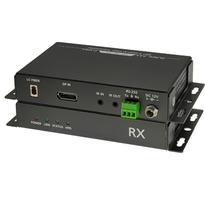 8K DisplayPort 1.4 Fiber Extender Kit (7680x4320@60Hz) over LC Single Mode Simplex up to 300m / 985ft - Transmitter & Receiver with RS232 + Bi-DIR IR Support