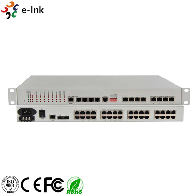 32E1 + 4GE PDH マルチプレクサー (1+1バックアップ光ファイバー)
