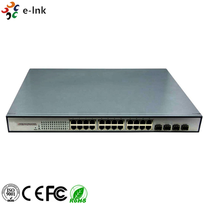 10/100/1000Mbps PoE-PSE 繊維から銅のイーサネットスイッチ: 4 SFP + 24 PoE