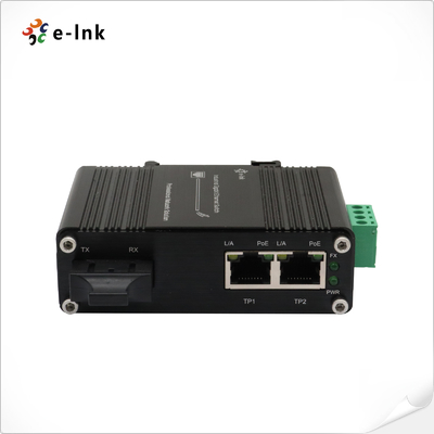 ミニインダストリアル1ポート100ベースFXから2ポート10/100ベースT 60W PoE++メディアコンバータ フル/ハーフデュプレックスをサポート,自動交渉