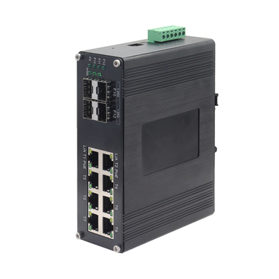 インダストリアル8ポート10/100/1000T 802.3at PoE + 4ポート1000X SFP マネージドイーサネットスイッチ