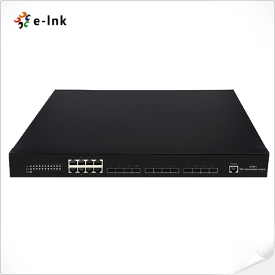 12 10G SFP+ ファイバーポート + 8 10/100/1000M 銅 RJ45 ポート 管理されたイーサネット ファイバー スイッチ