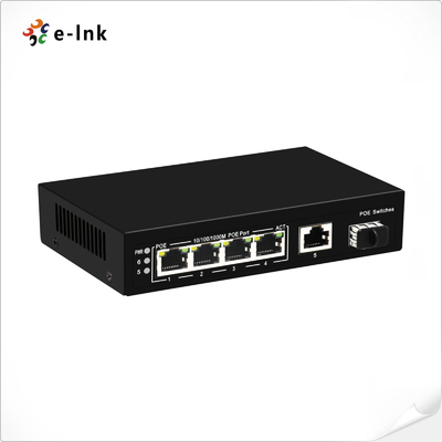 4ポート 10/100/1000BASE-T PoE および 1ポート ギガビット TP/SFP アップリンク イーサネット スイッチ